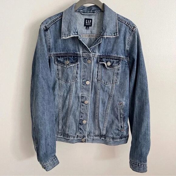 Gap Denim Lightly Distressed Denim Jean Jacket Size M - Picture 2 of 7